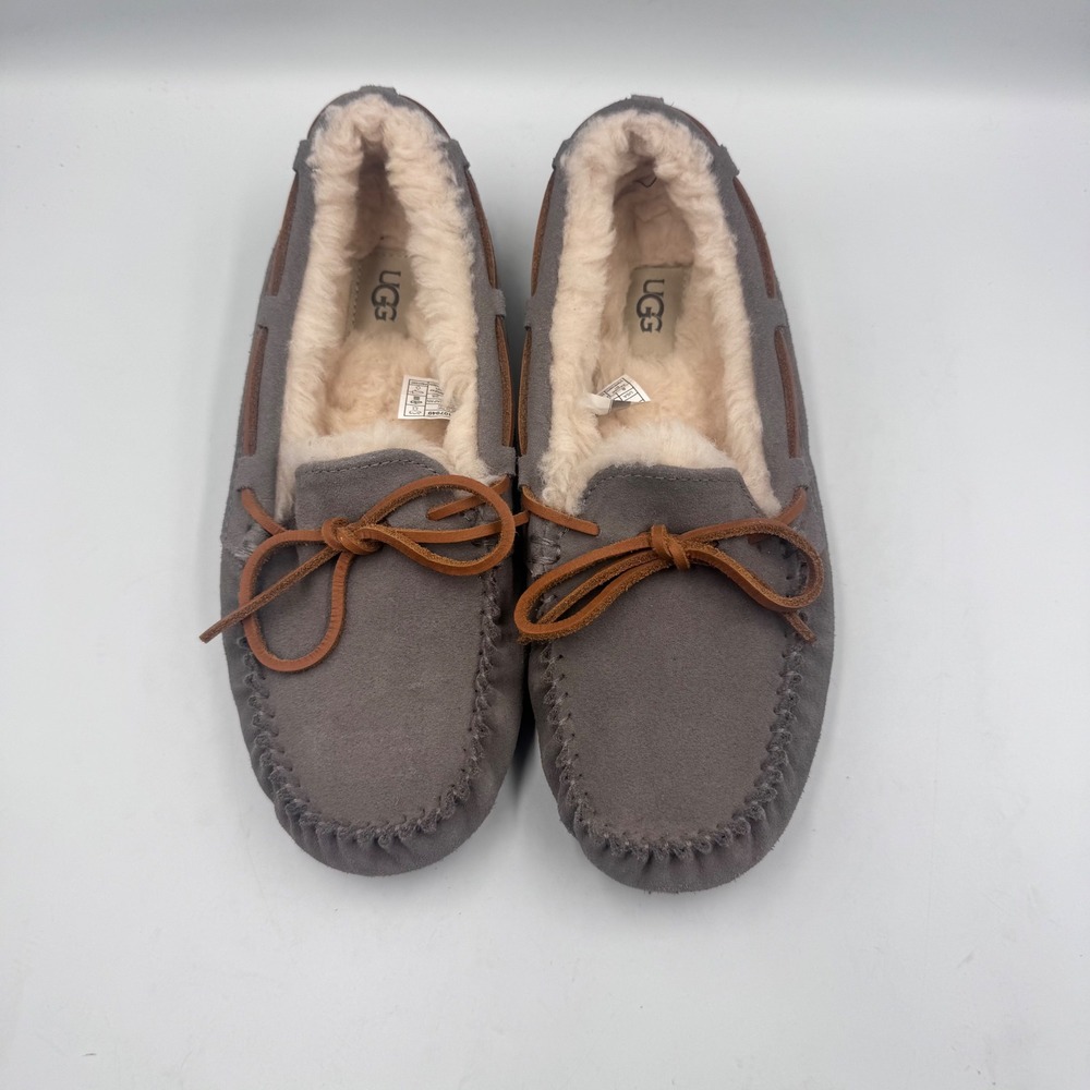 UGG Dakota Suede Slippers Pewter Grey Moccasins 1107949 Womens 8